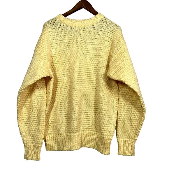 Vintage 80s Circuit Crewneck Sweater Long Sleeve Buttercream - M - Picture 1 of 3